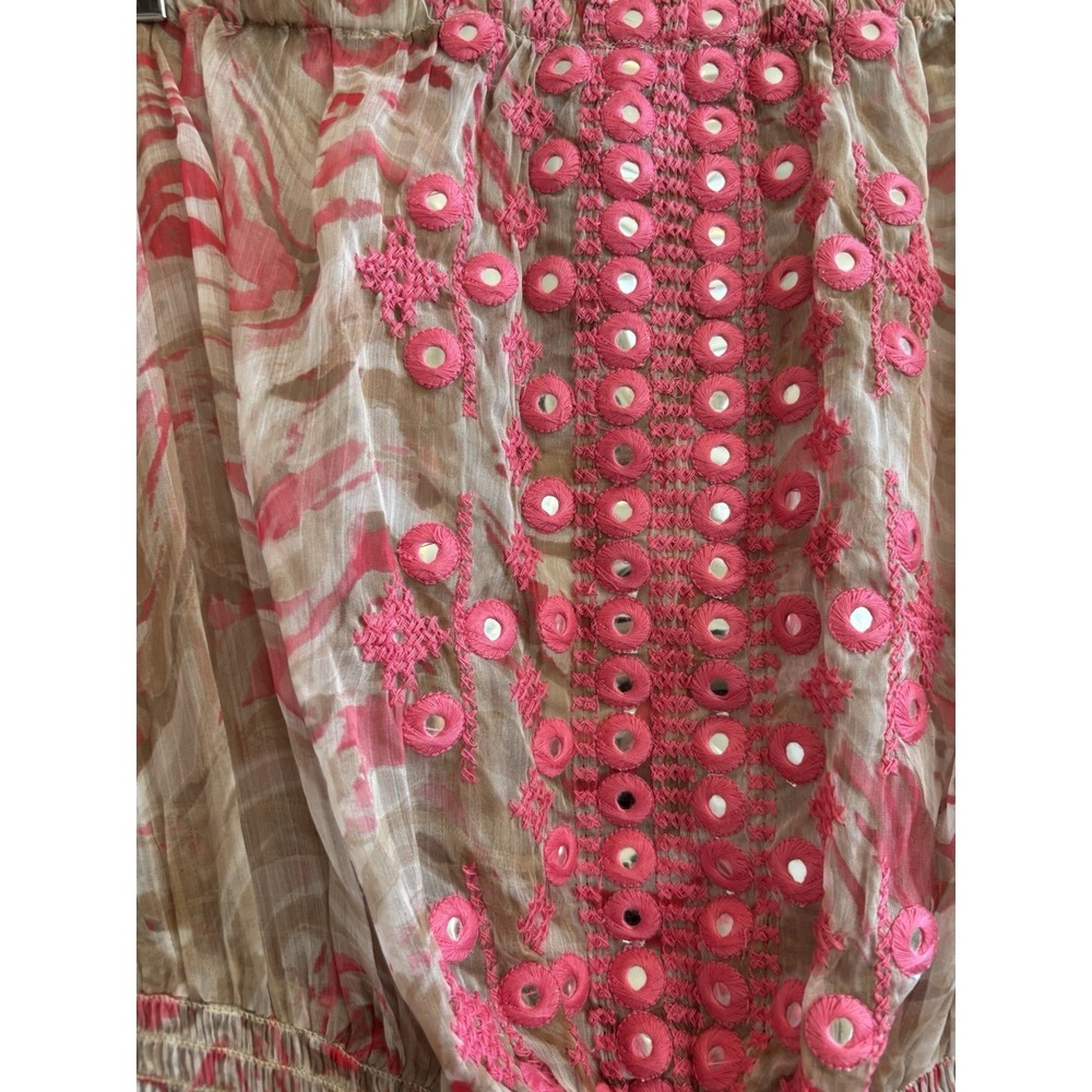 Ramy Brook Mick Tiered Cover Up Strapless Dress Beige Pink Medium NWT $295‎ - Picture 3 of 8